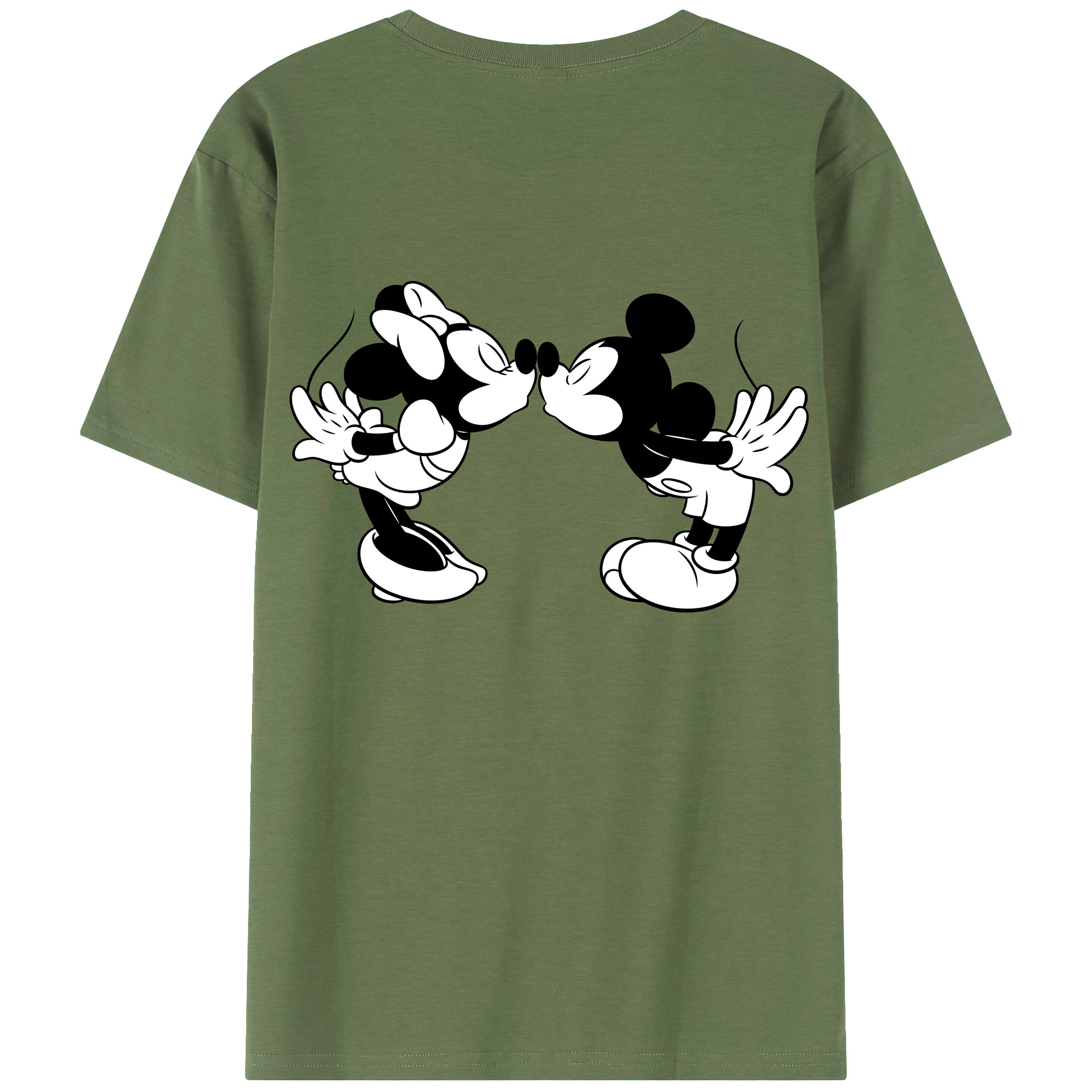 ミッキーマウス Mickey Mouse 綿100％ メンズ半袖Tシャツ（バックプリント） 通気性